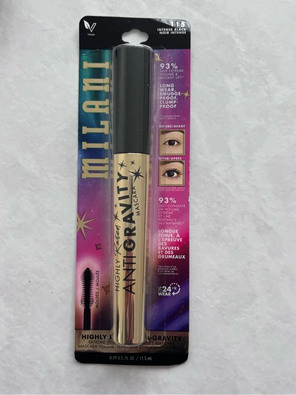New Milani Anti-Gravity Mascara 115 Intense Black Volume & Lift